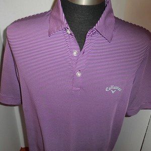 Calloway golf/polo shirt M short sleeve burgundy & white pin stripes